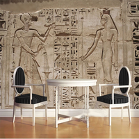 Papier peint autocollant personnalisé avec photo rétro, peinture murale 3D de l'Égypte ancienne, sculpture sur pierre, pharaon, décoration murale pour la maison, peinture murale 3D imperméable