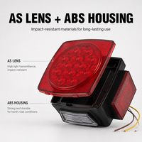 Feux arrière carrés à LED HOMFUL 12V étanches avec éclairage de plaque d'immatriculation et feux de position latéraux gauche et droit pour remorque, bateau, caravane