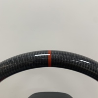 Volant de direction en cuir semi-perforé en fibre de carbone de style sport Red Top Trip pour RTS Dodge Charger 2015-2022