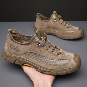 Nouvelles sandales d'été pour hommes en cuir véritable, décontractées, sportives, pour la randonnée en plein air, en maille, solides, antidérapantes, avec bande élastique - Product Image 2