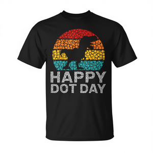 Happy Dot Day T-shirt coloré à pois avec dinosaures pour garçons - Product Image 2