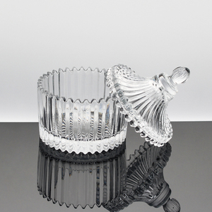 Conteneur de bougie en verre miniature pour mariage en gros <span class=keywords><strong>personnalisé</strong></span>, recyclable, porte-bougie en verre gaufré avec du <span class=keywords><strong>bois</strong></span> pour un usage domestique - Product Image 3
