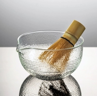 Bol à matcha en verre de style japonais fait main de 400 ml avec bec verseur, personnalisable, pour la cérémonie du thé vert matcha de style japonais