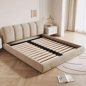 Cama Dune Minimalista Moderna, Cama Doble de Lujo Personalizada, Cama Tapizada con Textura de Arena para Dormitorio - Product Image 3