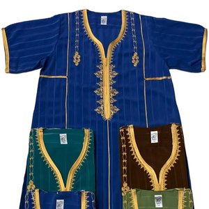 Ccy批发定制阿拉伯朱巴刺绣男士Thobe Al Haramain睡眠丝绸Thobe短袖摩洛哥Thobe - Product Image 3