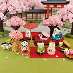Decorazioni da Tavolo in Miniatura Stile Giapponese, Serie Casa del Tè Primaverile, Articoli Creativi per Esposizione di Dolci Divertenti, Regali a Tema Gatto Giapponese - Product Image 2