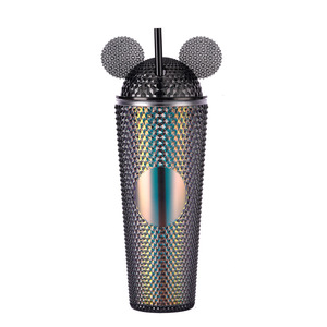 BORGE all'ingrosso alla rinfusa Bpa Free 24oz doppia parete <span class=keywords><strong>di</strong></span> plastica Mickey Tumblr tazza con coperchio paglia con coperchio orecchie - Product Image 5