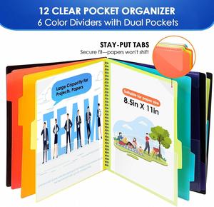 12 Poly <b>Project</b> Organizer Spiral Binder Multi Pocket <b>Folder</b> Dividers Back Cover Utility Pouch Letter Size School - Product Image 2