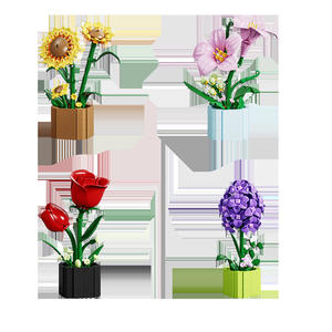 Bloques de construcción de flores en maceta, conjunto de plantas de azalea, más de 800 piezas, adorno de escritorio de alta simulación para decoración del hogar y la oficina - Product Image 2