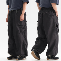 Pantalon cargo utilitaire respirant à cordon de serrage pour femme, style américain, printemps-été, coupe large, streetwear, taille mi-haute