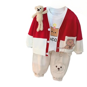 2025 printemps Version coréenne bébé garçon trois pièces nouveau populaire à manches longues Cardigan lapin pendentif à la mode Offre Spéciale vêtements - Product Image 1
