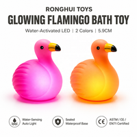 Jouet de bain en caoutchouc LED flamant rose lumineux, jouet de bain en plastique clignotant et flottant, animal lumineux en vinyle avec lumières colorées
