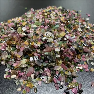 small size crystal chips rainbow tourmaline chips for gemstones healing craft