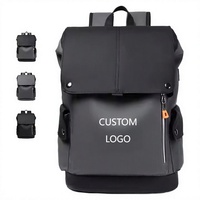 Sac à dos pour ordinateur portable homme grande capacité tendance avec logo personnalisé, en PU, fermeture éclair, étanche, avec port USB, fonctionnel, unisexe, sport