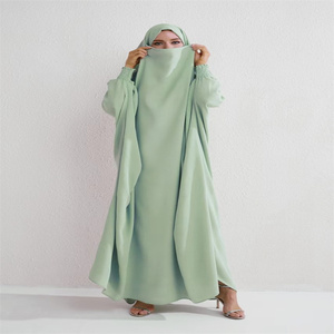 Robe de prière islamique en fibres durables délicates personnalisées Jilbab Abaya Jilbab en satin à manches froissées Jilbaab français pour femmes 1 pièce - Product Image 2