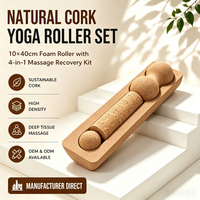 Rouleau de yoga KUKESI CORK 40*10cm 4-en-1 en mousse de liège écologique pour la relaxation musculaire et le massage corporel