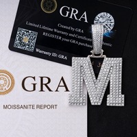 Vente en gros de lettres A-S Melee Mossanite Diamond HipHop Chain pour hommes femmes rappeur S925 Silver Letter HipHop Moissanite Pendant