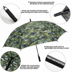 Reflective Stripe Guide Straight Camouflage Golf <b>Umbrella</b> Auto Open Button Oversize Large Disruptive Pattern 190T Pongee - Product Image 2