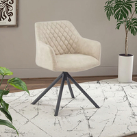 Fauteuil de salle à manger moderne en cuir PU avec dossier et pieds en acier noir - Design de style hôtelier pour la maison et l'utilisation multi-espaces