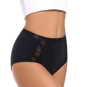 Culottes pour femmes, 4 couches absorbantes, culottes de règles taille haute, anti-fuites, en nylon, pratiques, vente en gros, grandes tailles, noires, pour femmes adultes - Product Image 5