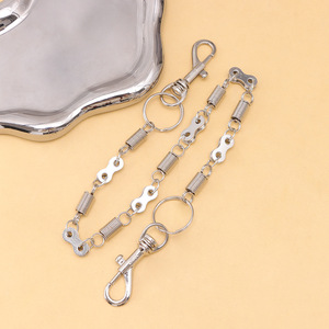 Cadena de cintura Yueli de una sola capa, cadena metálica para pantalones, aleación de zinc, forma de candado, estilo hip hop, uso diario. - Product Image 3