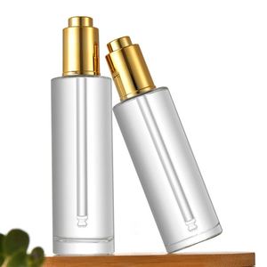 High Quality 20ml 30ml 50ml <b>White</b> Frosted Transparent Glass Dropper Bottle <b>Flat</b> Shoulder Essential Oil Bottle with Press Dropper - Product Image 3