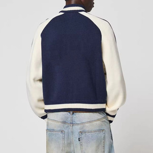 Veste zippée en tricot ample pour homme, sur mesure OEM ODM, logo brodé, tricot en coton, jersey de <span class=keywords><strong>baseball</strong></span>, cardigan en tricot - Product Image 4