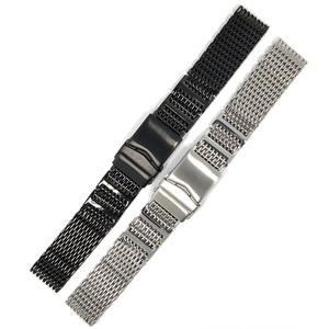 20mm 22mm malla de tiburón hebilla de seguridad ajustable correa de reloj de acero inoxidable de metal - Product Image 3