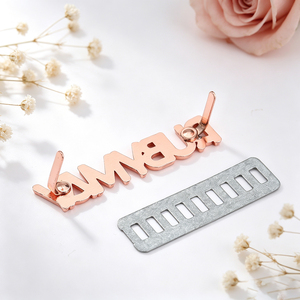 Bag Wholesale Zinc Alloy Polished Metal Logo Labels Custom Embossed Metal Tags with Two Prongs for Leather Handbag <b>Backpack</b> - Product Image 1
