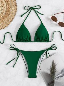 Estivo Color caramella Bikini sportivo senza schienale Sexy ragazza giapponese Micro <span class=keywords><strong>Beachwear</strong></span> 2 pezzi Set da donna - Product Image 6