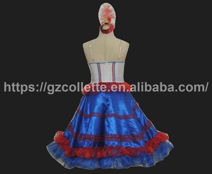 Trajes de baile para niñas, vestido de baile para adultos de Francia <span class=keywords><strong>Cancan</strong></span>, vestido largo dividido hasta el tobillo con volantes para escenario de España - Product Image 3