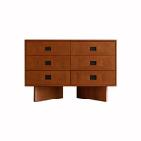 Commode à tiroirs de style mid-century moderne en couleur buis, grands tiroirs de rangement pour la maison, l'hôtel, l'appartement, la chambre ou le salon