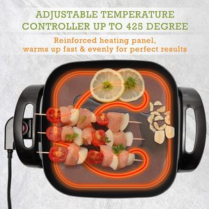 Poêle électrique multifonctionnelle 2200W 8L et marmite électrique avec couvercle en verre, revêtement antiadhésif, sonde chauffante amovible - Product Image 3