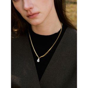 जिनयू 5572 ट्रेंडी डिजाइन चमकदार घन ज़िरकोनिया पेलेंट हार 18k प्लेटेड स्टेनलेस स्टील पेंडर हार - Product Image 3