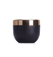 Pot cosmétique vide de luxe personnalisé en plastique PP noir mat recyclable de 500 ml avec couvercle doré à vis pour soins de la peau et des yeux