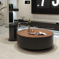 Meuble TV de Luxe Haut de Gamme, Ensemble Meuble TV et Table Basse Moderne pour Salon avec Rangement