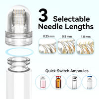 Hydraroller pour le resserrement de la peau, l'élimination des rides, dermaroller plaqué or titane, 64 aiguilles, 0,25 mm, 0,5 mm, 1 mm, hydra derma roller