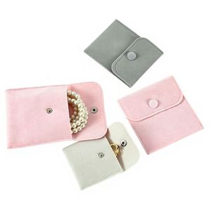 Pochettes à bijoux en velours recyclables avec bouton-pression, sacs de rangement pour bracelets et boucles d'oreilles, sac cadeau de luxe personnalisable - Product Image 6