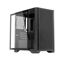 Boîtier d'ordinateur Gamer MATX Mid Tower avec panneau latéral en verre TG à design maillé, support de refroidissement à eau de 240 mm