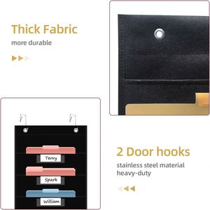 Organisateur mural suspendu à 14 poches pour cartes de visite (Polyester noir 57''H) – Idéal pour le bureau - Product Image 5