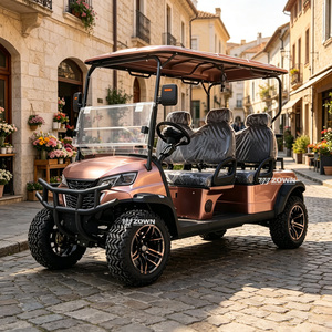 Chariot de golf électrique surélevé à 4 places avec châssis en acier renforcé et roues en caoutchouc massif pour les déplacements sur terrains complexes - Product Image 1