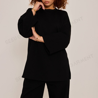 Ensemble coordonné pour femmes musulmanes modestes avec logo personnalisé, tunique en tissu épais et pantalon large, échantillonnage rapide, fabricant d'étiquettes