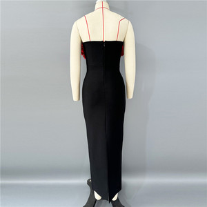 OEM personnalisé été Europe et US conception de fente irrégulière nouvelle robe col en V sans manches à ourlet à volants pour la fête - Product Image 3