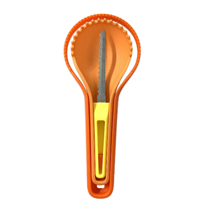 Outil de sculpture de citrouille multifonctionnel pliable 3 en 1 pour la décoration d'Halloween, fournitures de découpe de citrouille, évideur à légumes - Product Image 1