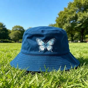 Sombrero tipo pescador con bordado de mariposas, sombrero para el sol ligero y transpirable, gorra informal ajustable para senderismo al aire libre, viajes a la playa - Product Image 4