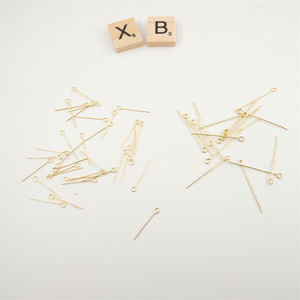 보석용 9자형 아이핀 18K 금도금 아이헤드 핀 비딩핀 색상 보존 황동 재료 - Product Image 4