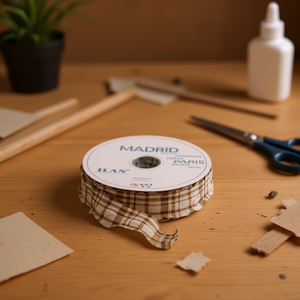 Nastro Tessuto ILAN 4.0Cm 91M con Motivo a Quadretti per Lavori Artigianali - Product Image 2