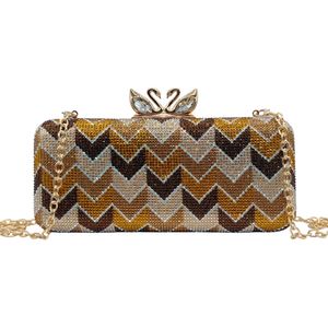 Pochette de soirée pour femme avec strass, sac à main scintillant avec chaîne perlée pour mariage, rendez-vous et événements - Product Image 3