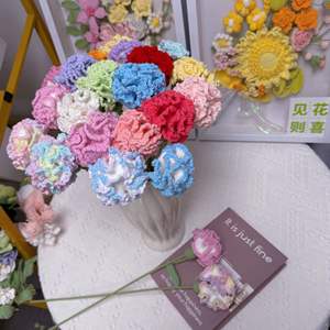 ดอกคาร์เนชั่นถักโครเชต์ดอกไม้ประดิษฐ์สำหรับวันแม่อนุสรณ์และของตกแต่งบ้านเป็นมิตรกับสิ่งแวดล้อม - Product Image 2