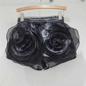 3D Large Flowers New A-line <b>Skirts</b> Women's High-waisted Denim <b>Skirt</b> With Lined Safety Shorts Fashion - Product Image 2